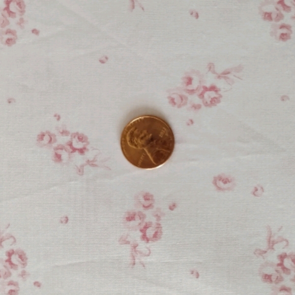 Shabby Chic Cottage Farmhouse QUEEN sheet set Pastel Pink ribbon & roses floral - Picture 2 of 7